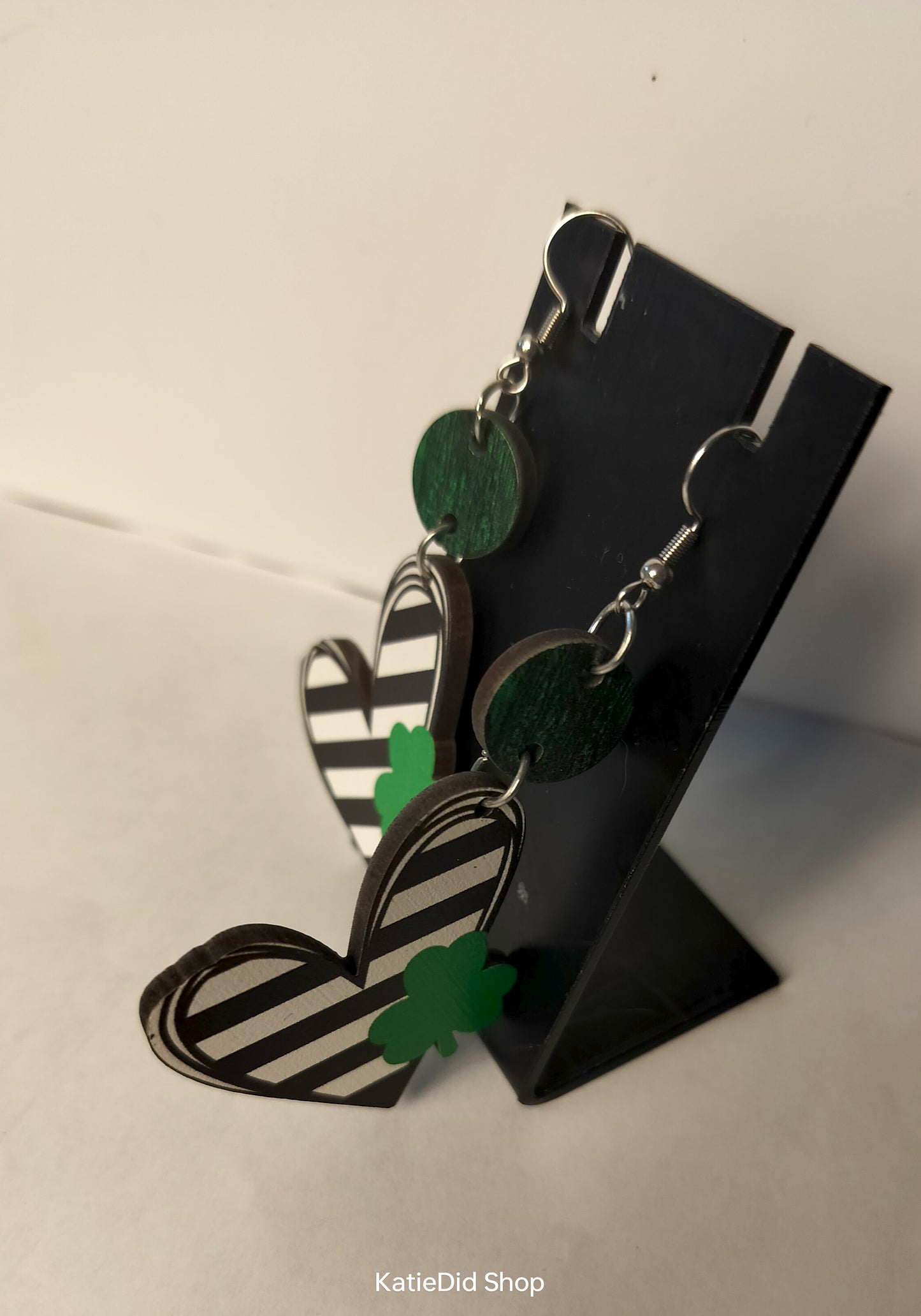 Shamrock Hearts Wooden Dangle