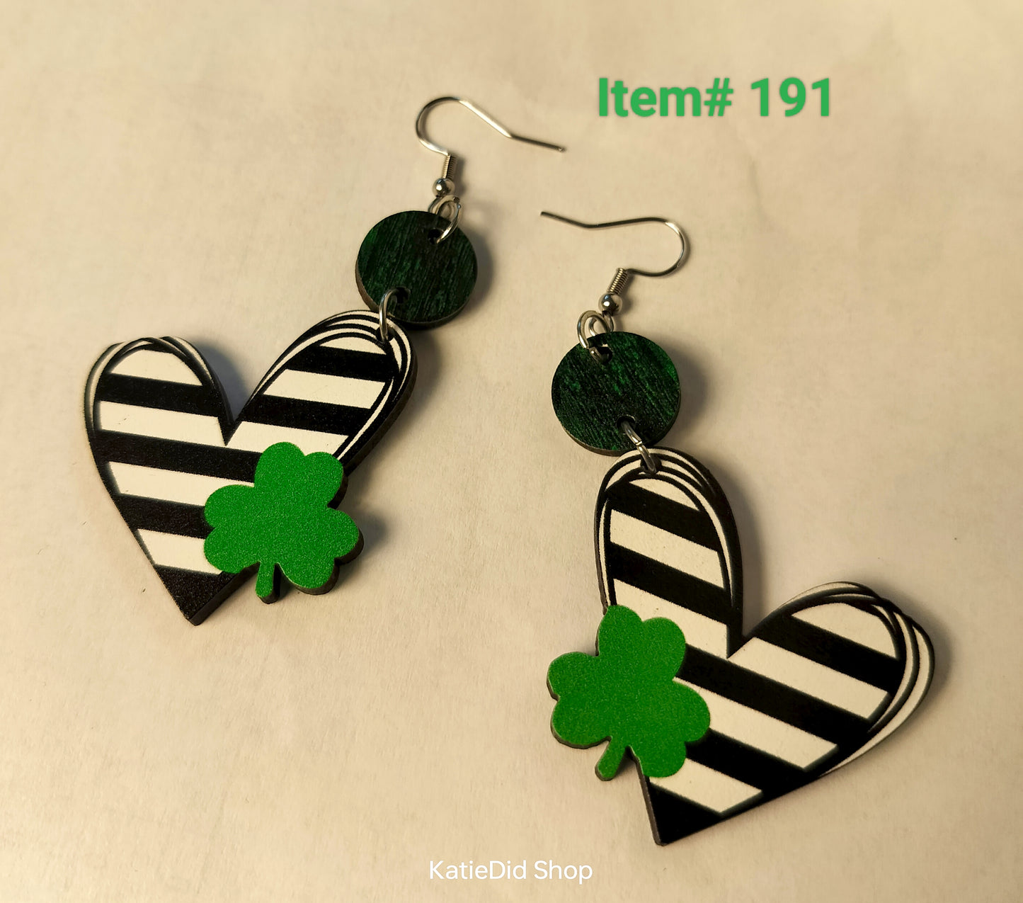 Shamrock Hearts Wooden Dangle